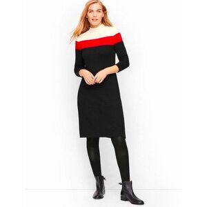 Talbots Mockneck Colorblock Striped Cashmere Blend Sweater Dress size Medium